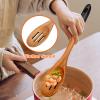 14 Inch Large Wooden Spoons for Cooking Utensils Set Acacia Wood Spatula Slotted Spoon Best Non Toxic Kitchen Utensil Long Mixing Spoon Spatulas Turner Stirring Serving Spoons Kitchen Use Tools view 3