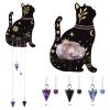 Qunclay 10 Inch Crystal Shelf Display for Wall with 3 Crystal Stones Wooden Wall Mounted Display Decorative Hamsa Hand Organizer Floating Shelf for Bath Bedroom Knick Knacks Art Collections(Cat) view 1