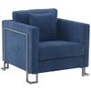 Armen Living Heritage Upholstered Fabric Accent Chair in Blue/Stainless Steel view 1