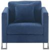 Armen Living Heritage Upholstered Fabric Accent Chair in Blue/Stainless Steel view 4