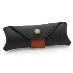 Black horizontal leather case for Laguiole with brown part - Direct from France