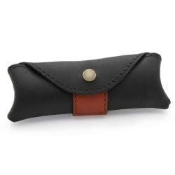 Black horizontal leather case for Laguiole with brown part - Direct from France