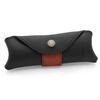 Black horizontal leather case for Laguiole with brown part - Direct from France view 1