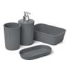 Superio Ribbed Collection - Decorative Plastic Basket with Bathroom Accessories Set, Grey (Set of 6) Soap Dish, Liquid Soap Dispenser, Toothbrush Holder, Bin, Vanity Tray, Toilet Brush - Bath Decor view 2
