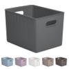 Superio Ribbed Collection - Decorative Plastic Basket with Bathroom Accessories Set, Grey (Set of 6) Soap Dish, Liquid Soap Dispenser, Toothbrush Holder, Bin, Vanity Tray, Toilet Brush - Bath Decor view 3
