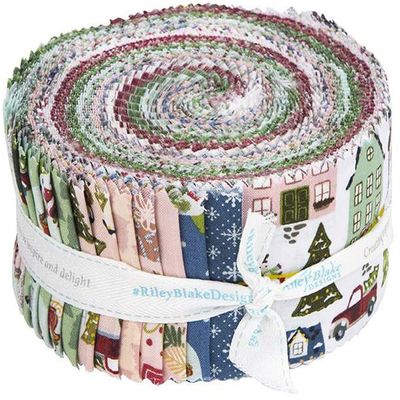 Katherine Lenius Christmas Village Rolie Polie 40 2.5-inch Strips Riley Blake RP-12240-40