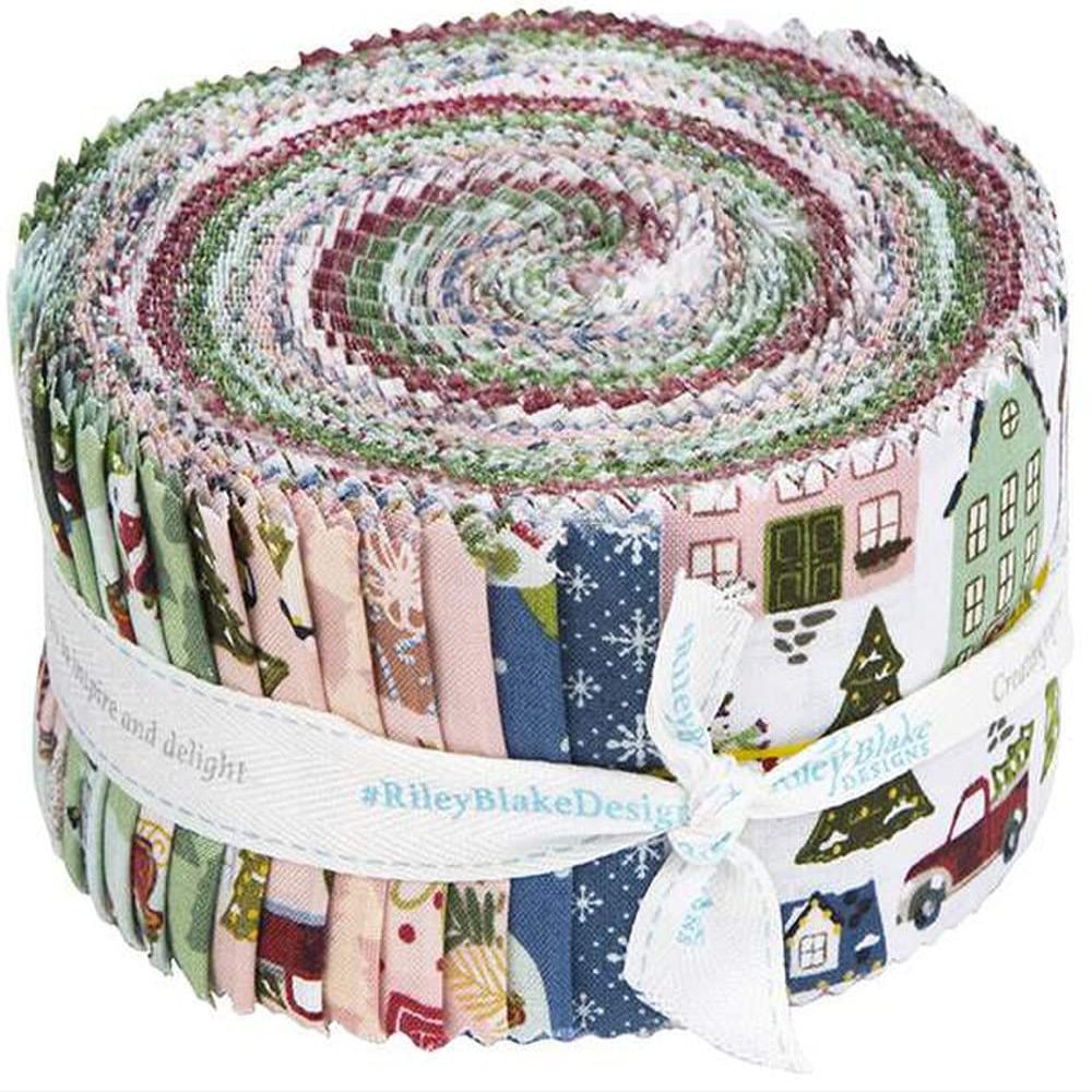 Katherine Lenius Christmas Village Rolie Polie 40 2.5-inch Strips Riley Blake RP-12240-40