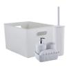 Superio Ribbed Collection - Decorative Plastic Basket with Bathroom Accessories Set, White Smoke (Set of 6) Soap Dish, Soap Dispenser, Toothbrush Holder, Bin, Vanity Tray, Toilet Brush - Bath Decor view 1