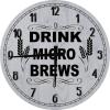 Bar Wall Art Drink Micro Brews Craft Large Round Wood Wall Clock Decor 18 Inch Gray view 1