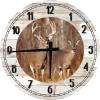 AT Wall Art Deer Deer Buck & Doe with Big Antlers Hunting Wildlife Woods Large Round Wood Wall Clock Decor 18 Inch White view 1