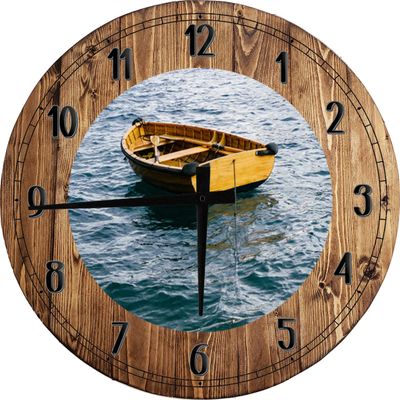 American Classic Row Boat Nautical Wall Art for Large Round Wood Wall Clock Decor 18 Inch