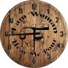 Bar Wall Art I Am Woman Hear Me Wine Large Round Wood Wall Clock Decor 18 Inch view 1