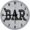 Bar Wall Art Bar Neon Look Retro Large Round Wood Wall Clock Decor 18 Inch Gray view 1