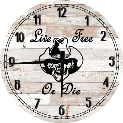 American Wall Art Live Free Or Die Freedom Wall Art Large Round Wood Wall Clock Decor 18 Inch White