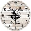 American Wall Art Live Free Or Die Freedom Wall Art Large Round Wood Wall Clock Decor 18 Inch White view 1