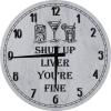 Bar Wall Art Shut Up Liver Mixed Drinks Large Round Wood Wall Clock Decor 18 Inch Gray view 1