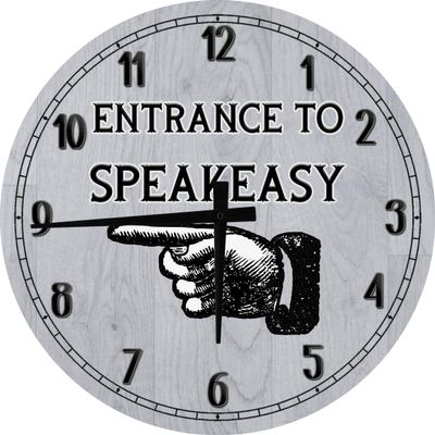 Bar Wall Art Speakeasy Vintage Bar Entrance Sign Large Round Wood Wall Clock Decor 18 Inch Gray