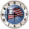 American Wall Art American Flag Waving Sky Stars Stripes Military Patriotic Large Round Wood Wall Clock Decor 18 Inch White view 1