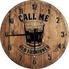 Bar Wall Art Old Fashioned Rocks Glass Whiskey Large Round Wood Wall Clock Decor 18 Inch view 1