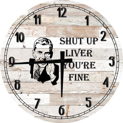 Bar Wall Art Funny Drunk Meme Quote Large Round Wood Wall Clock Decor 18 Inch White
