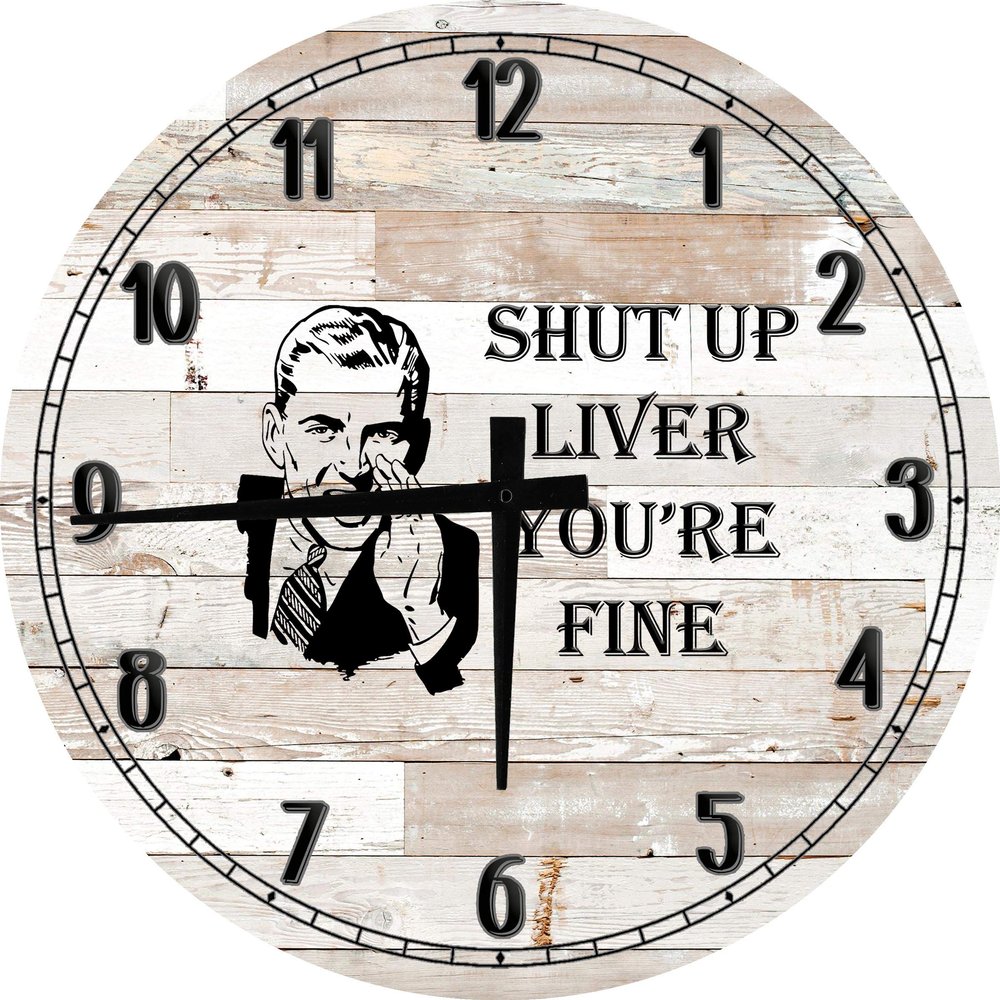 Bar Wall Art Funny Drunk Meme Quote Large Round Wood Wall Clock Decor 18 Inch White