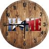 American Wall Art Texas Home Wooden Flag Red White Blue Large Round Wood Wall Clock Decor 18 Inch view 1