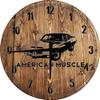 American Muscle Classic Car Large Round Wood Wall Clock Decor 18 Inch Gray Wall Art view 1