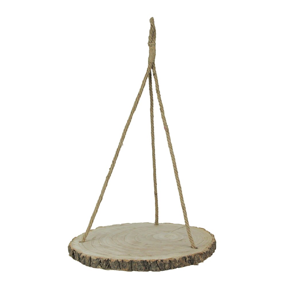 15.5 Inch Diameter Paulownia Wood Slab Hanging Tray Decorative Natural Bark Home Decor