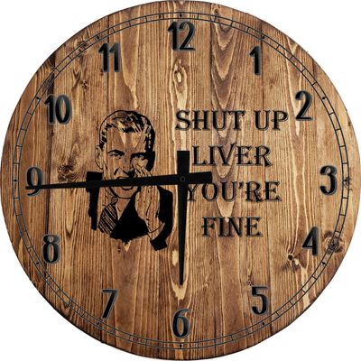 Bar Wall Art Funny Drunk Meme Quote Large Round Wood Wall Clock Decor 18 Inch