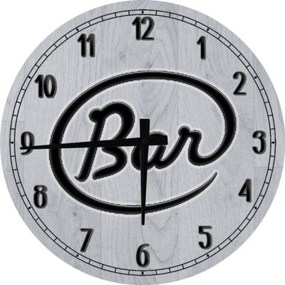Bar Wall Art Neon Retro Large Round Wood Wall Clock Decor 18 Inch Gray