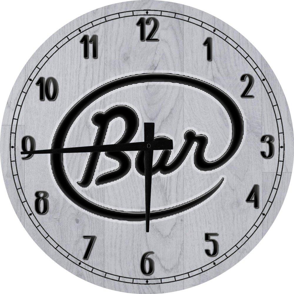Bar Wall Art Neon Retro Large Round Wood Wall Clock Decor 18 Inch Gray