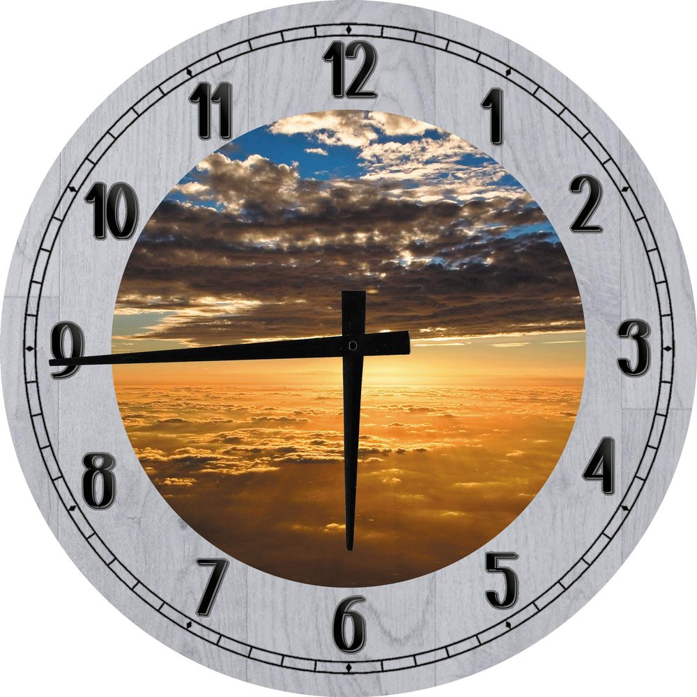 Airplane Helicopter View Between The Clouds - Mile High Club Large Round Wood Wall Clock Decor 18 Inch Gray Wall Art