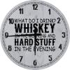 Bar Wall Art Drink Whiskey in The Morning Large Round Wood Wall Clock Decor 18 Inch Gray view 1