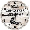 Bar Wall Art Prohibition Sign Real Gangster Bar Entrance Sign Large Round Wood Wall Clock Decor 18 Inch White view 1
