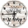 Bar Wall Art Sunshine and Whiskey Country Large Round Wood Wall Clock Decor 18 Inch White view 1