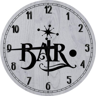 Bar Wall Art 50's Retro Large Round Wood Wall Clock Decor 18 Inch Gray