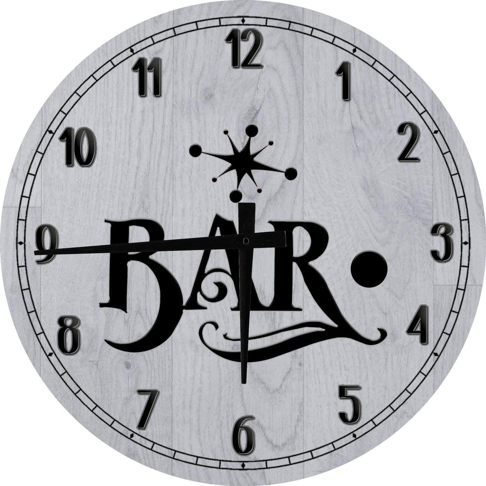 Bar Wall Art 50's Retro Large Round Wood Wall Clock Decor 18 Inch Gray