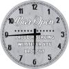 Bar Wall Art Open Proudly Serving Whatever You Brought Large Round Wood Wall Clock Decor 18 Inch Gray view 1