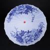 Hilitand Chinese Handmade Paper Umbrella, Elegant Rainproof Sunshade Prop for Dance Wedding Cloth Wood Blue Chinoiserie 32.28in Canopy 21.65in Handle 1 Pack view 3