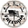 Bar Wall Art Gun Whiskey Steak American Flag Freedom Large Round Wood Wall Clock Decor 18 Inch White view 1