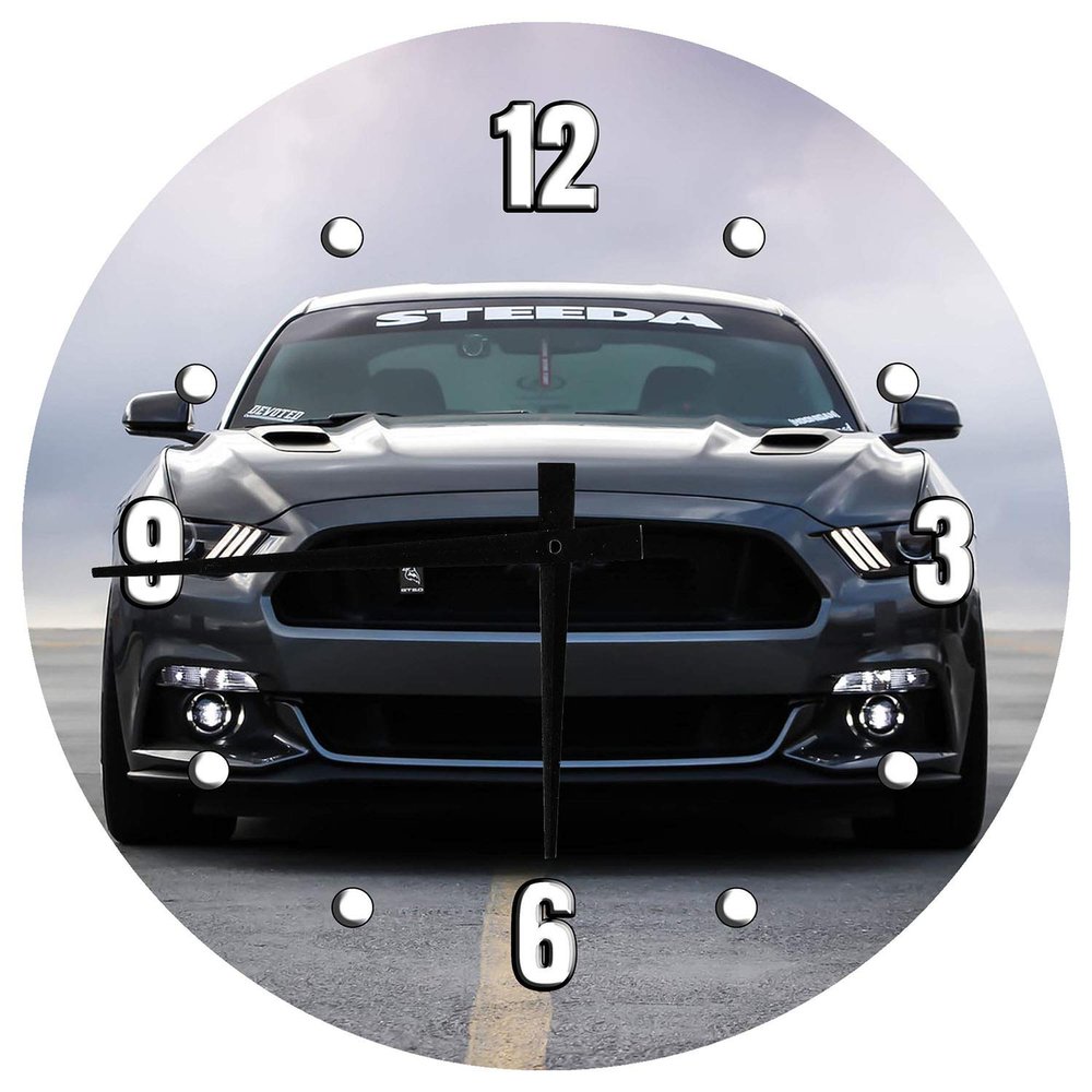 American Muscle Car Grey Large Round Wood Wall Clock Decor 18 Inch Wall Art