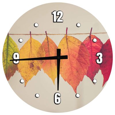 Autumn Leaves Yellow Red Orange Living Room Large Round Wood Wall Clock Decor 18 Inch Wall Art