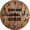 Bar Wall Art Drink Local Booze Large Round Wood Wall Clock Decor 18 Inch view 1