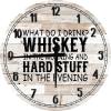 Bar Wall Art Drink Whiskey in The Morning Large Round Wood Wall Clock Decor 18 Inch White view 1