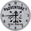 Adventure Just Ahead Camping Woods Anchor Stars Boating Hunting Outdoors Large Round Wood Wall Clock Decor 18 Inch Gray Wall Art view 1