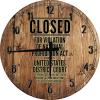 Bar Wall Art Prohibition Sign Closed Government Order Large Round Wood Wall Clock Decor 18 Inch view 1