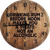 Bar Wall Art Drinking Rum Before Noon Makes You a Pirate Large Round Wood Wall Clock Decor 18 Inch view 1