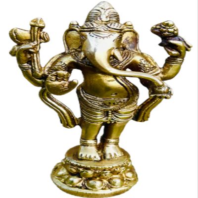 QT Ganesh Statue 7 in Standing Antique Brass Ganpati - Handicraft in Nepal