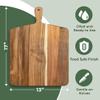 Acacia Wood Cutting Board and Chopping Board with Handle for Meat, Cheese Board, Vegetables, Bread, and Charcuterie - Decorative Wooden Serving Board for Kitchen and Dining Room, Large 17" x 13" view 3