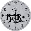 50's Retro Bar Large Round Wood Wall Clock Decor 12 Inch Gray Wall Art view 1